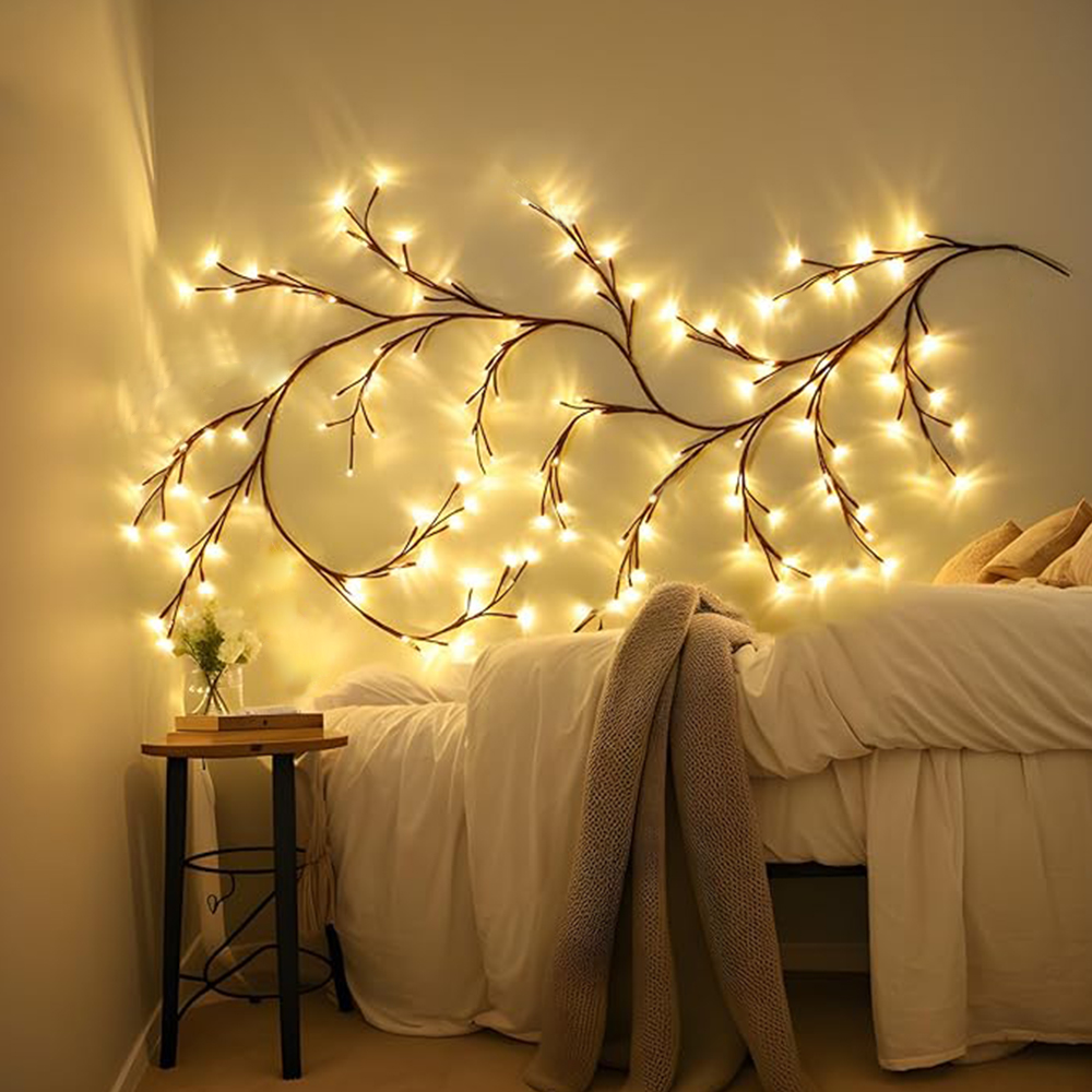 1PCS 72LED/96LED ramo di un albero lampada alimentata tramite USB fai da te albero festivo luce di vite per la decorazione domestica luci di vite di salice ad energia solare