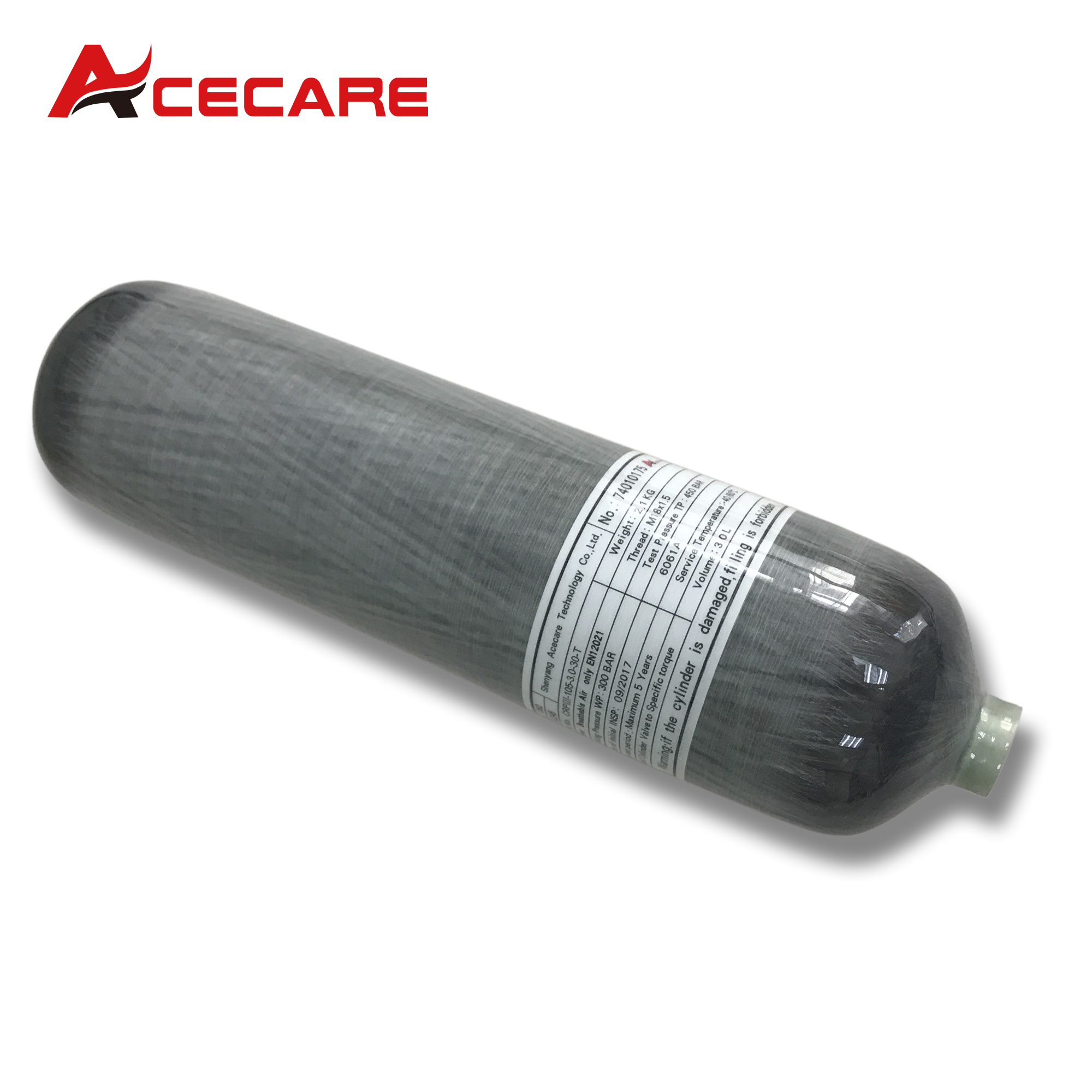Acecare 4500PSI 300Bar 3L Carbon Fiber Cylinder High Pressure Air Tank HPA Cylinder Scuba Diving Tank Thread M18*1.5