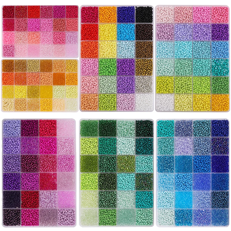 Caja de cuentas de arroz de aproximadamente 5200 Uds., 24 rejillas, joyería hecha a mano, pulsera, pendientes, accesorios de joyería Kandi, materiales