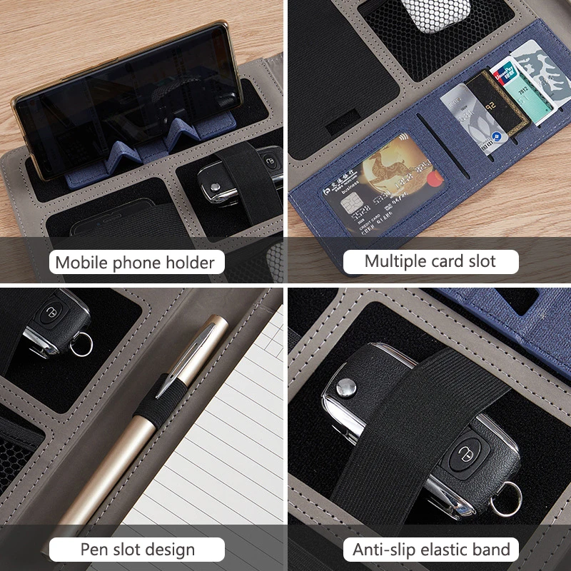 Multifunction A4 Leather Portfolio File Folder Man Phone Document Holder Organizer Executive Briefcase Suitcase Business Office
