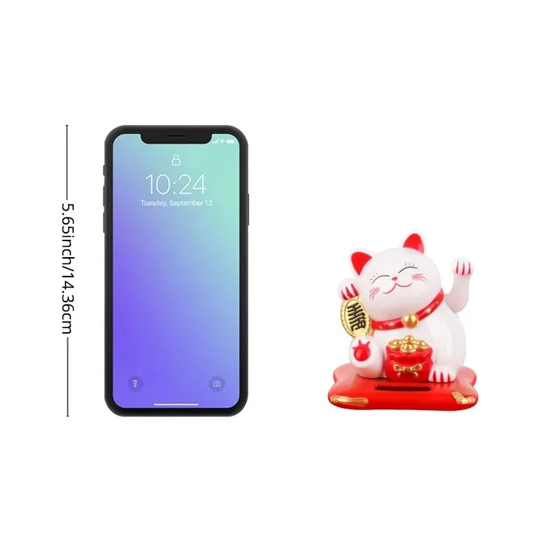 1pc sorte acenando gato movido a energia solar acenando riqueza boa fortuna vive ornamentos movidos a energia solar para casa, escritório e c