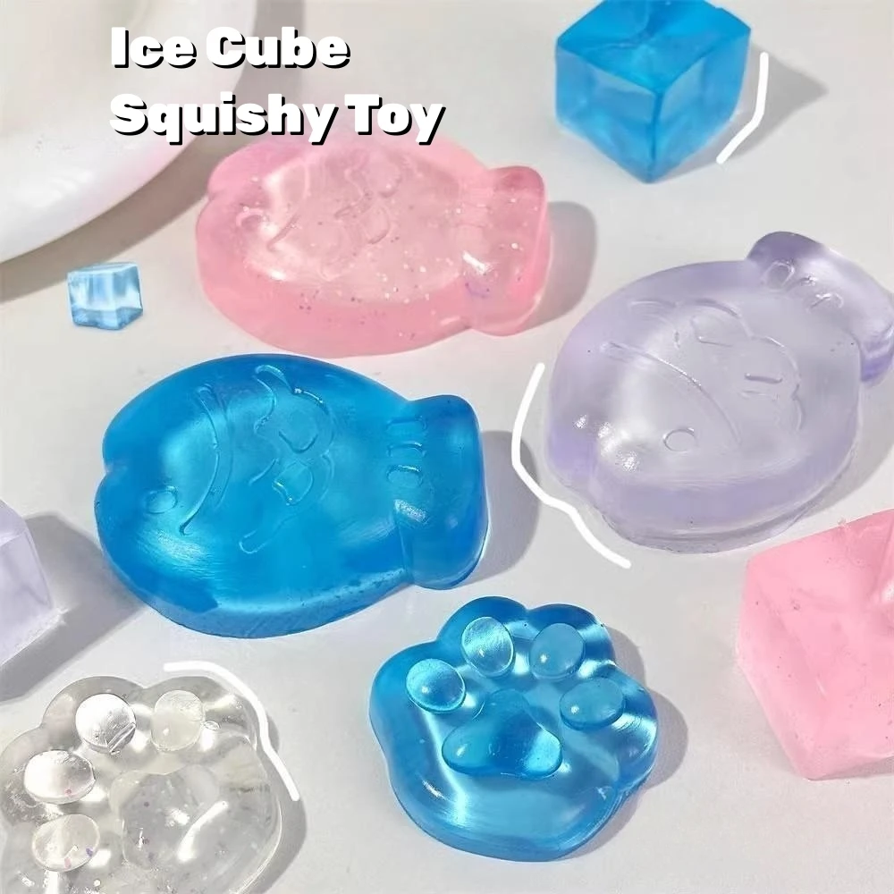 ล้างก้อนน้ําแข็งของเล่น Squishy น่ารัก Cat PAW ปลาความเครียดบรรเทา Fidget ของเล่น TPR Sticky Antistress Ball Slimy บีบของเล่น