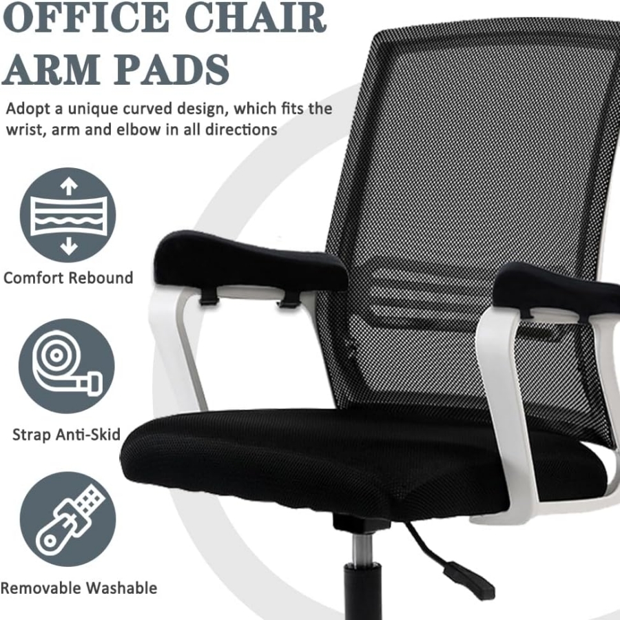 One set of office chair armrest cushions and memory foam elbow pillows, designed to relieve forearm pressure, washable