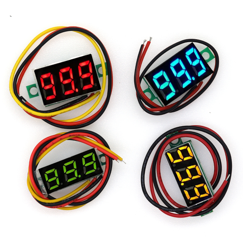 0.28/0.36Inch 2 Dây 0-30V / 3 Dây DC 0V-100V Kỹ Thuật Số vôn Kế LED Mini 2/3 Dây Đồng Hồ Đo Điện Áp Ampe Kế Độ Chính Xác Cao