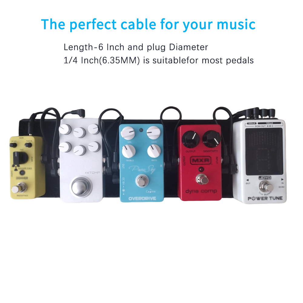 Cable de conexión negro XDSPLO, 6 pulgadas, 15cm, macho a macho, accesorios para instrumentos musicales para Pedal de efecto de guitarra eléctrica