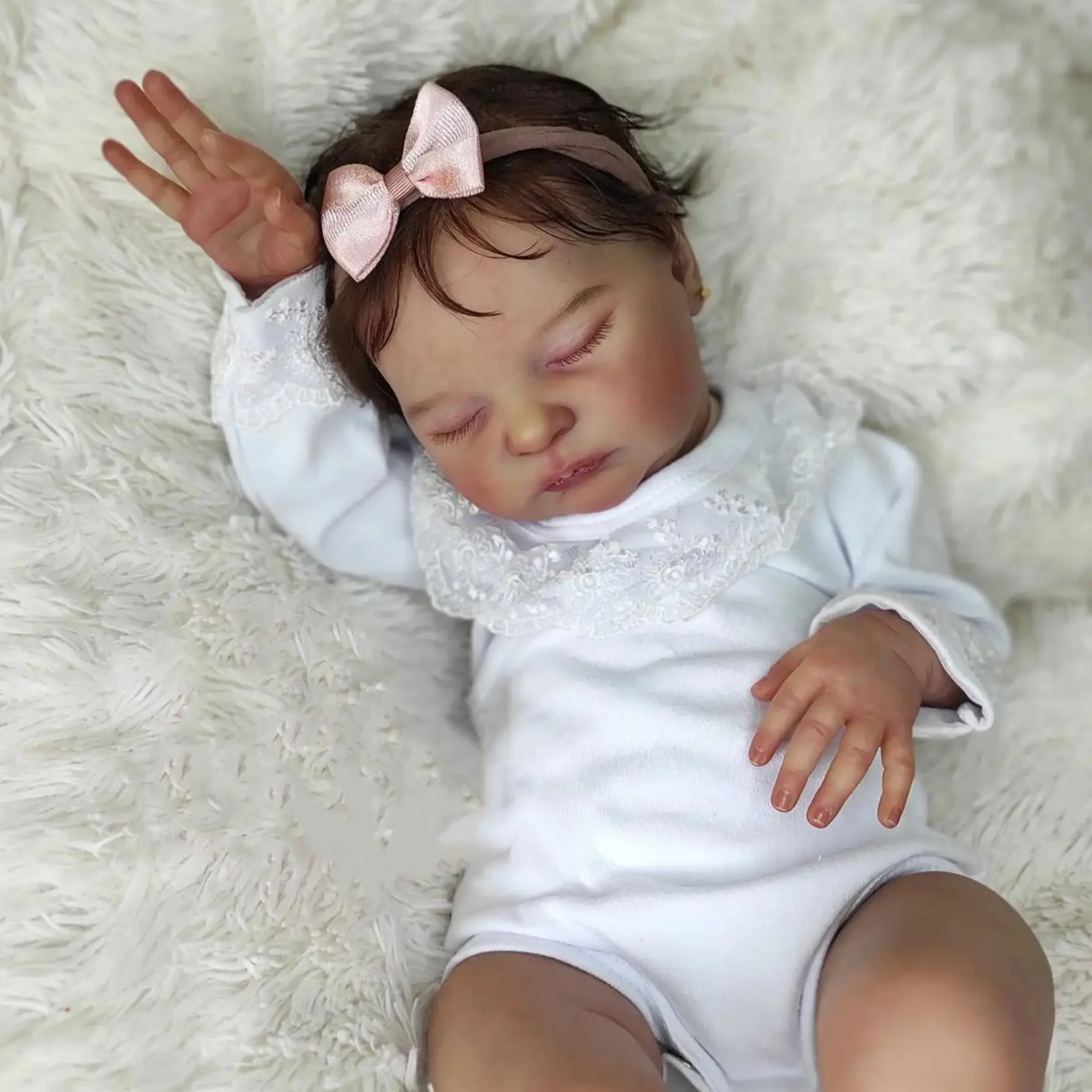 Clearance_BZDOLL Boneca realista de silicone macio de 50 cm para dormir, boneca reborn com pele e veias pontiagáveis em 3D, bebê recém-nascido vivo de 20 polegadas G
