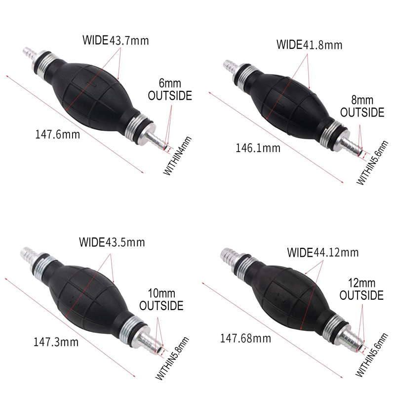 Bomba de combustível manual de alumínio, cartilha manual, óleo, gasolina, gasolina, diesel, bomba de transferência líquida, 6mm, 8mm, 10mm, 12mm