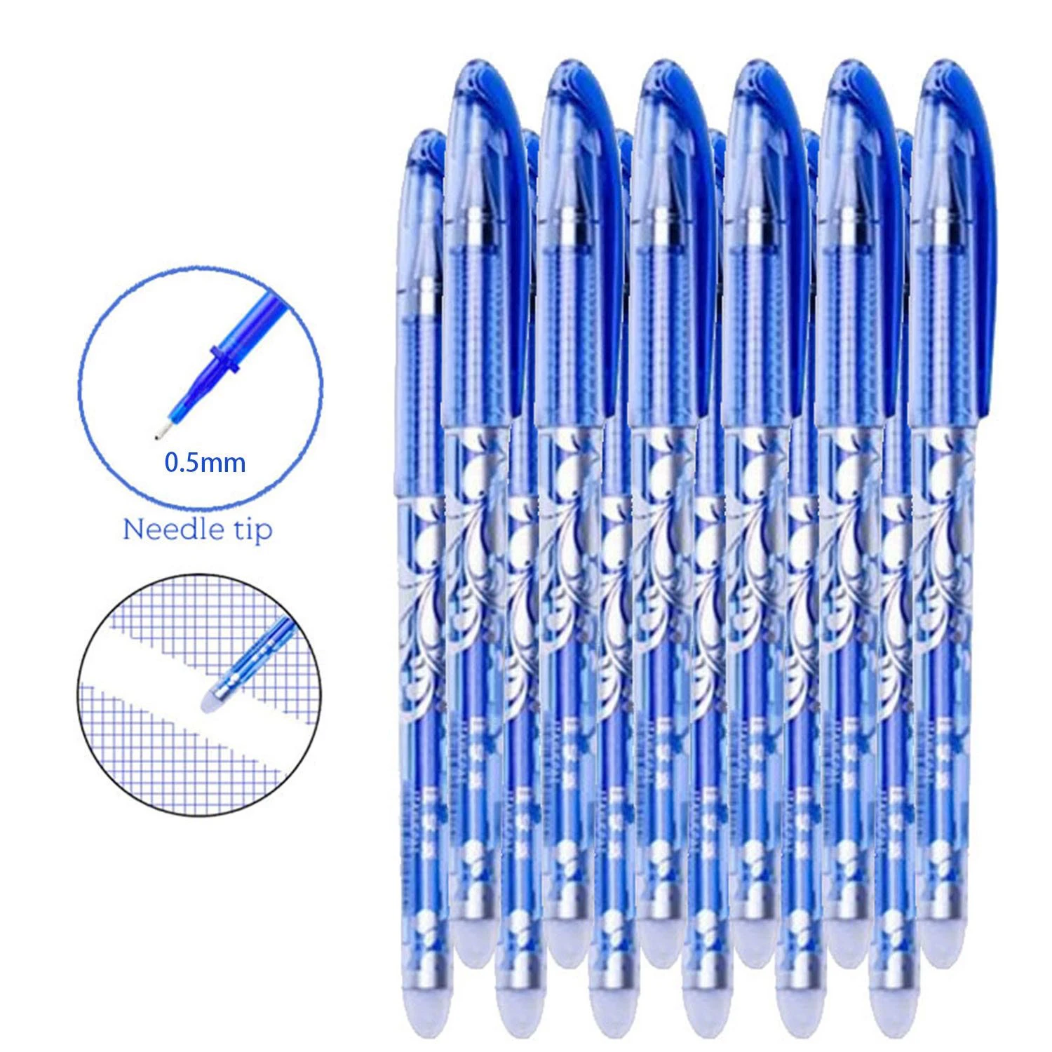 13 ชิ้น/เซ็ต Erasable GEL ปากกาชุด 0.5mm Nib สีฟ้า-หมึกสีดํา,ปากกาเจลแบบรีฟิล, เหมาะสําหรับโรงเรียนและอุปกรณ์สํานักงาน