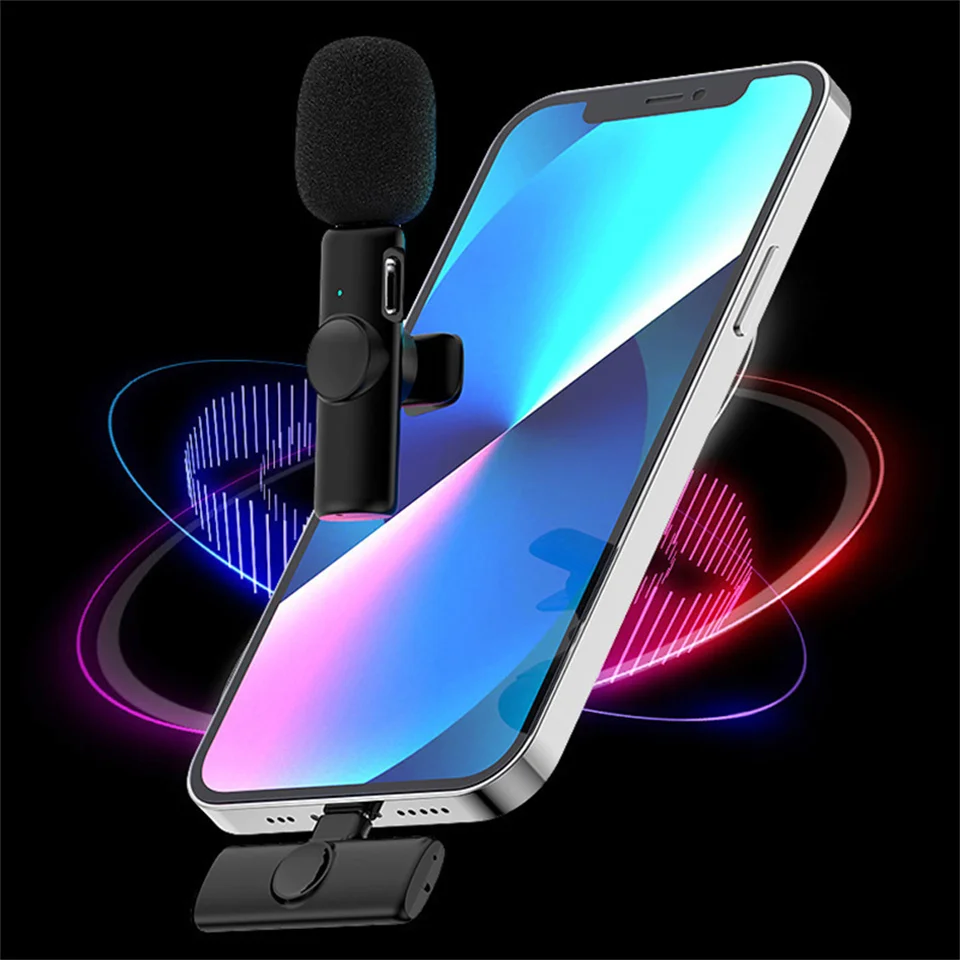 New Professional Wireless Lavalier Microphone for iPhone iPad Laptop Android Live Gaming Video Recording Interview Business Mic