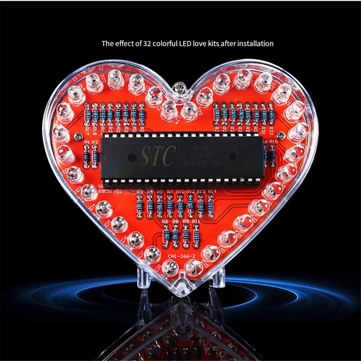 Módulo de luz intermitente LED RGB en forma de corazón N82R, Kit electrónico DIY, lámpara de agua, proyecto de soldadura, práctica para estudiantes de escuela