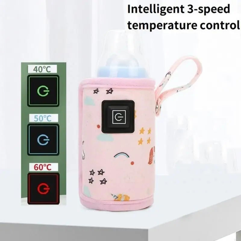 D84E Botella portátil Calentador infantil USB Freeding Bottle Cubierta tibia Cubierta para agua leche Accesorios