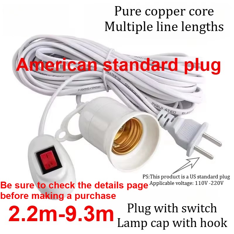 Lamp Bases Universal With Switch Led Bulb Socket Adapter E27 Screw Lamp Holder Accessories Tools Two Plugs Suspension