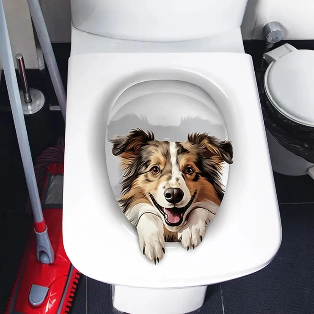 Pegatinas de inodoro de gato 3D creativas y divertidas, pegatina de pared resistente al agua DIY, calcomanías autoadhesivas para asiento de inodoro de ardilla