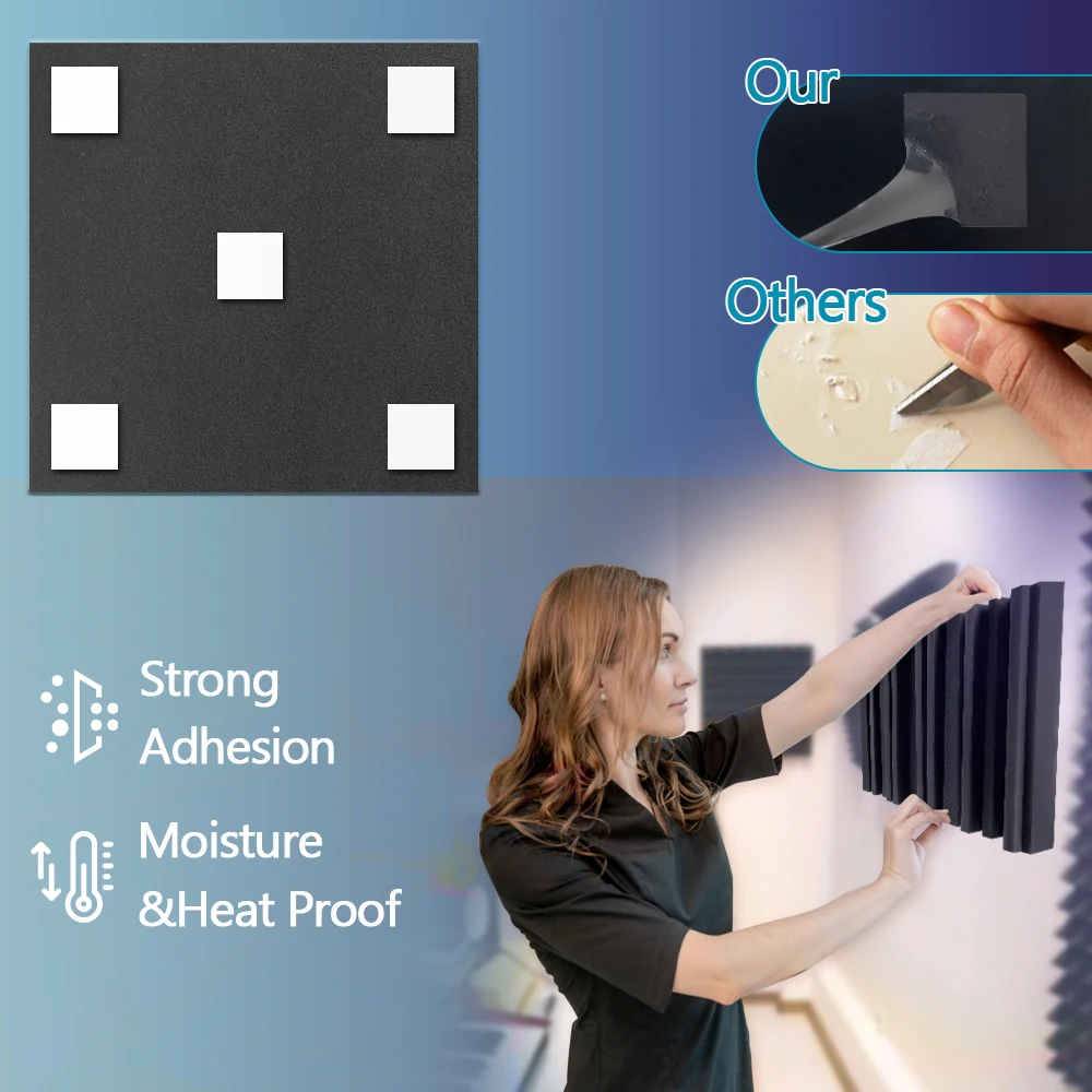 12pcs Acoustic sound insulation sponge foam board is used for room interior office to block noise wall decoration sponge studio