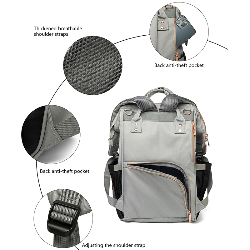 LEQUEEN กระเป๋าเป้สะพายหลังกันน้ำสำหรับคุณแม่, กระเป๋าคุณแม่จุของได้มากกระเป๋าใส่ผ้าอ้อมเดินทางได้เยอะกระเป๋าคุณแม่สารพัดประโยชน์สำหรับดูแลทารก