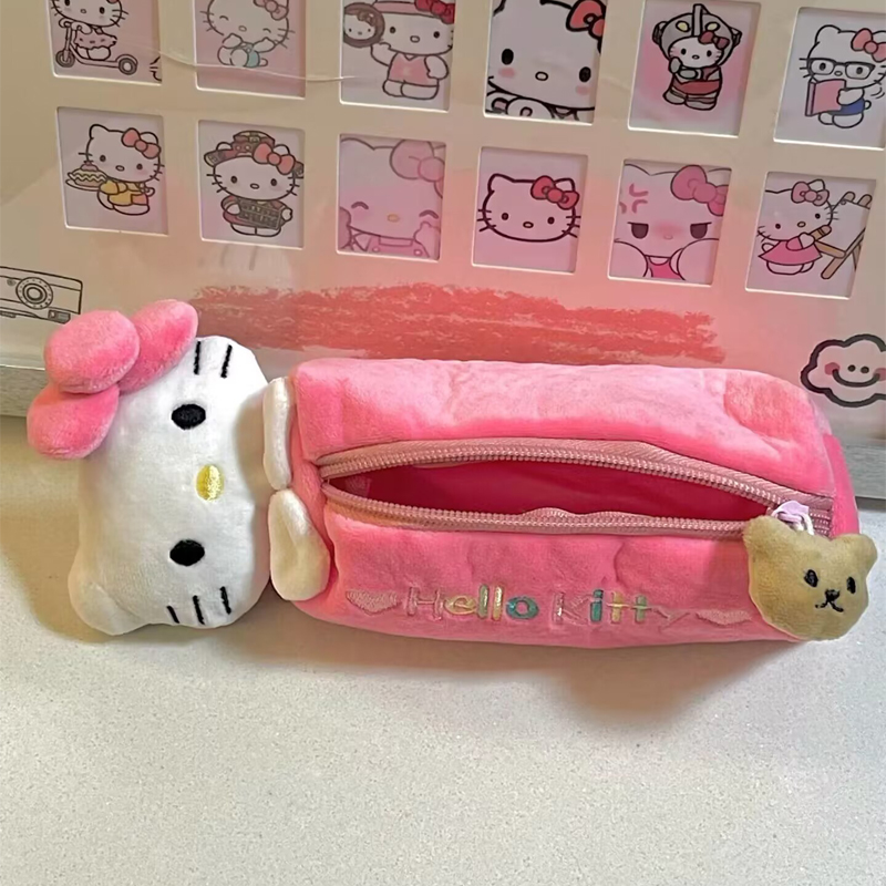 Kawaii dos desenhos animados rosa olá kitty saco de lápis bonito kt gato caixa de lápis estudante escola artigos de papelaria meninas crianças presentes
