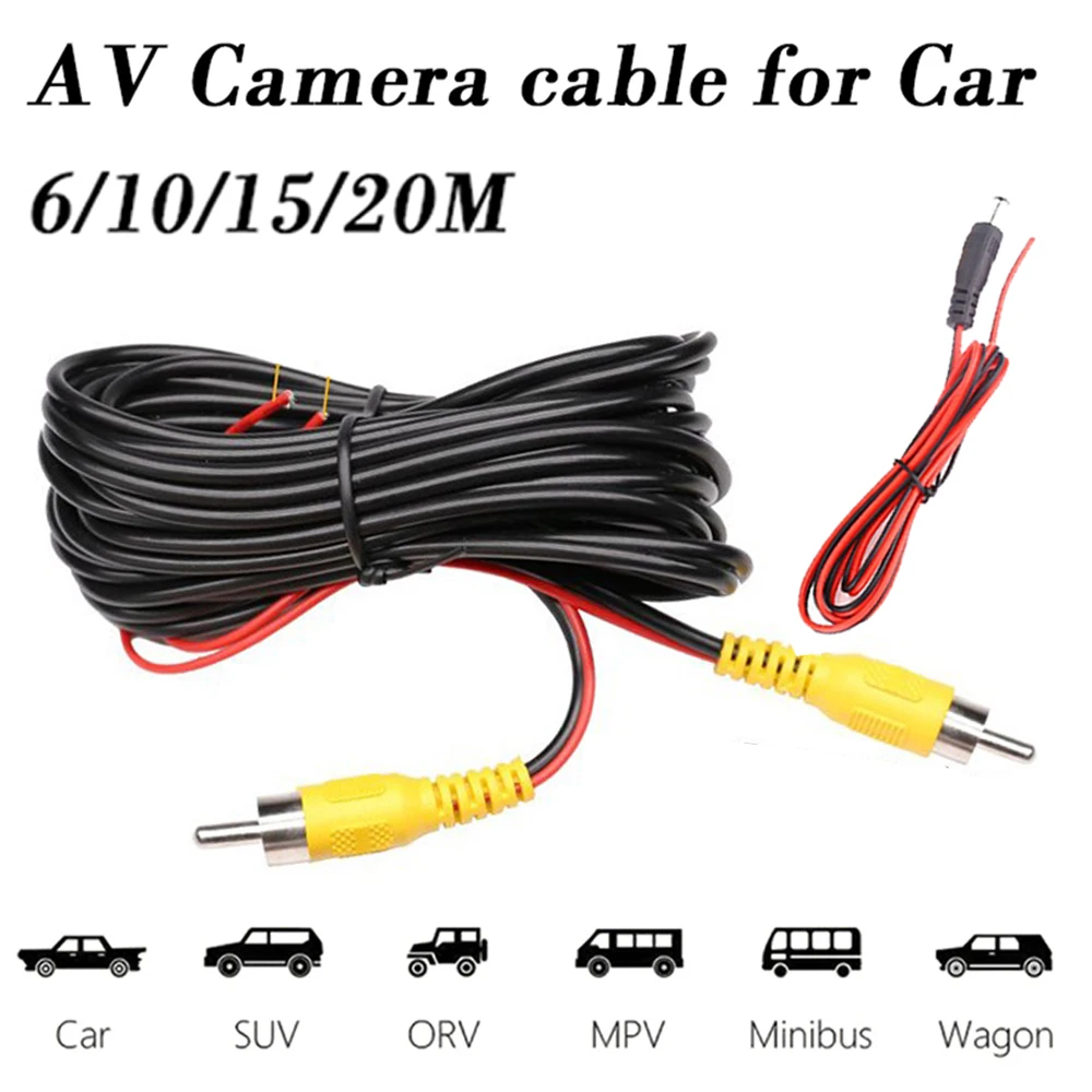 Cable de vídeo RCA para cámara de visión trasera de coche, Cable Universal de 6/10/15/20 metros para conectar cámara de marcha atrás, Monitor Multimedia para coche