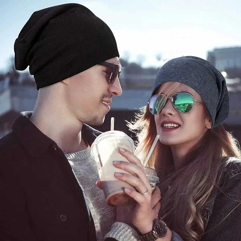 Gorros cálidos de invierno para hombres y mujeres, gorros de punto apilables suaves e informales con estilo, gorros elásticos de Hip Hop Unisex