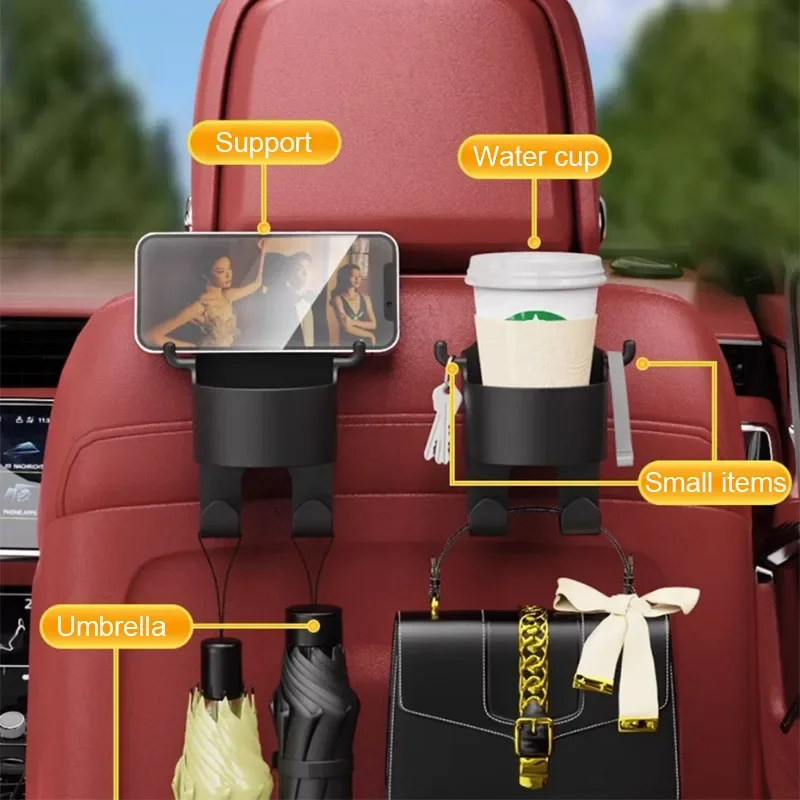 Seametal suporte de bebida para encosto de assento de carro, suporte de copo pendurado com gancho universal, cabide de fileira traseira, suporte de garrafa estável, suporte de telefone