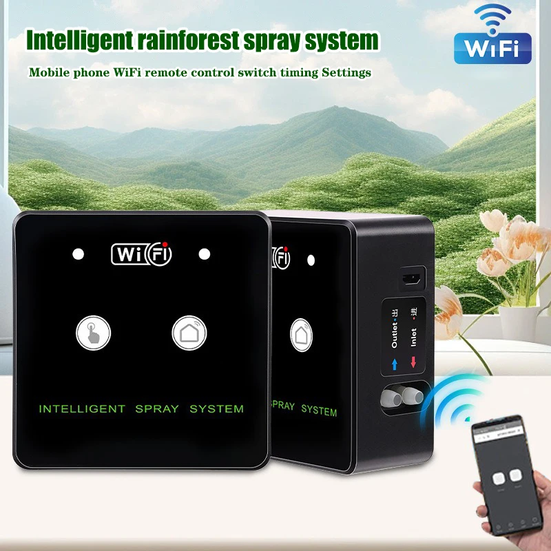열대 우림 분무기 WiFi 제어 자동 안개 열대 우림 타이밍 스프레이 시스템 키트 관개 타이머 파충류 분무기 가습기