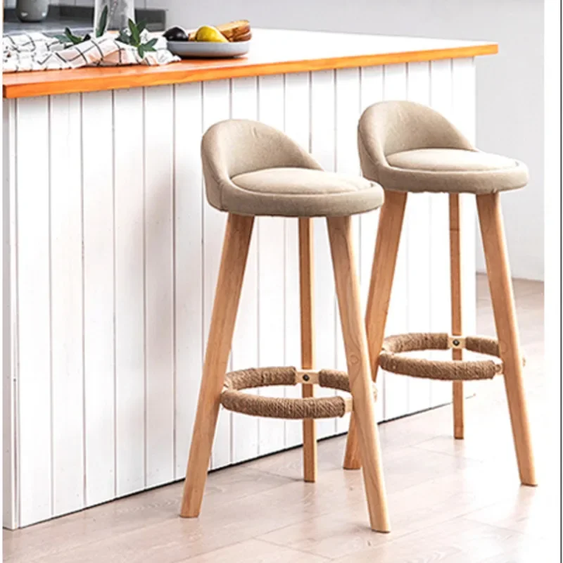 Nordic Minimalist Anti Slip Solid Wood High Chair Restaurant Front Desk Cashier Chair Hotel Bar Creative Ergonomic Bar Stool