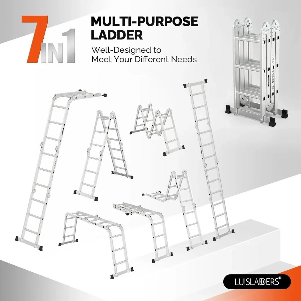 Folding Ladder Multi-Purpose Aluminium Extension 7 in 1 Step Heavy Duty Combination EN 131 Standard