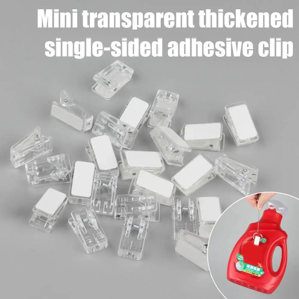20 stücke selbst klebende Clips Tapisserie Kleiderbügel zum Aufhängen Lagerung Foto feder belasteten Mini transparenten einseitigen Kleber c h9w7
