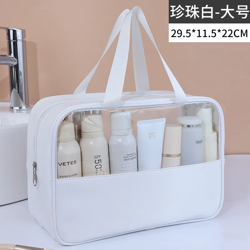 Bolsa de cosméticos de viaje portátil para mujer, bolsa de maquillaje transparente, bolsas de lavado de baño de gran capacidad, estuche de almacenamiento impermeable multifunción