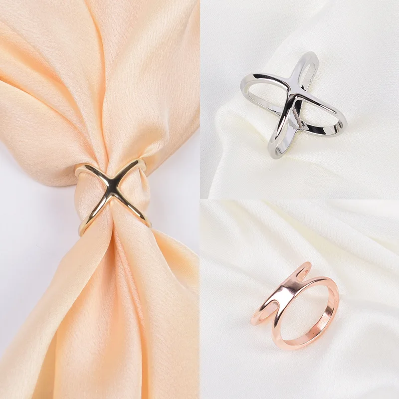 3 stks Creatieve Mi Wangxing vergulde Sjaal Gesp multifunctionele Cross Hollow Glossy Sjaal Vierkante Sjaal Decoratieve Gesp