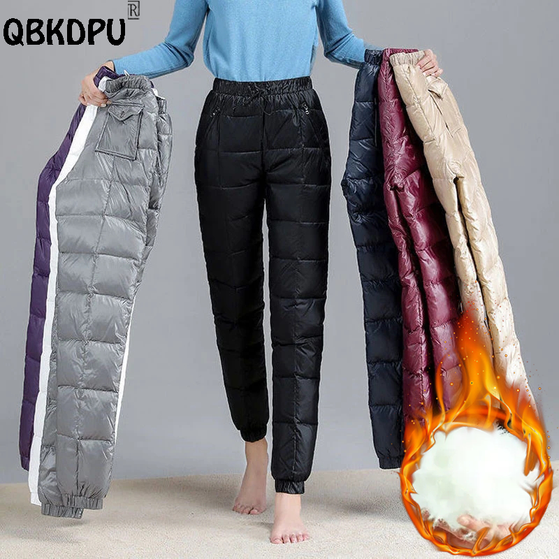 Ultralightฤดูหนาวผ้าฝ้ายกางเกงผู้หญิงOversize 95กก.สวมใส่สบายๆJogger Pantalones Windproof Warm Baggy Harem Sweatpants