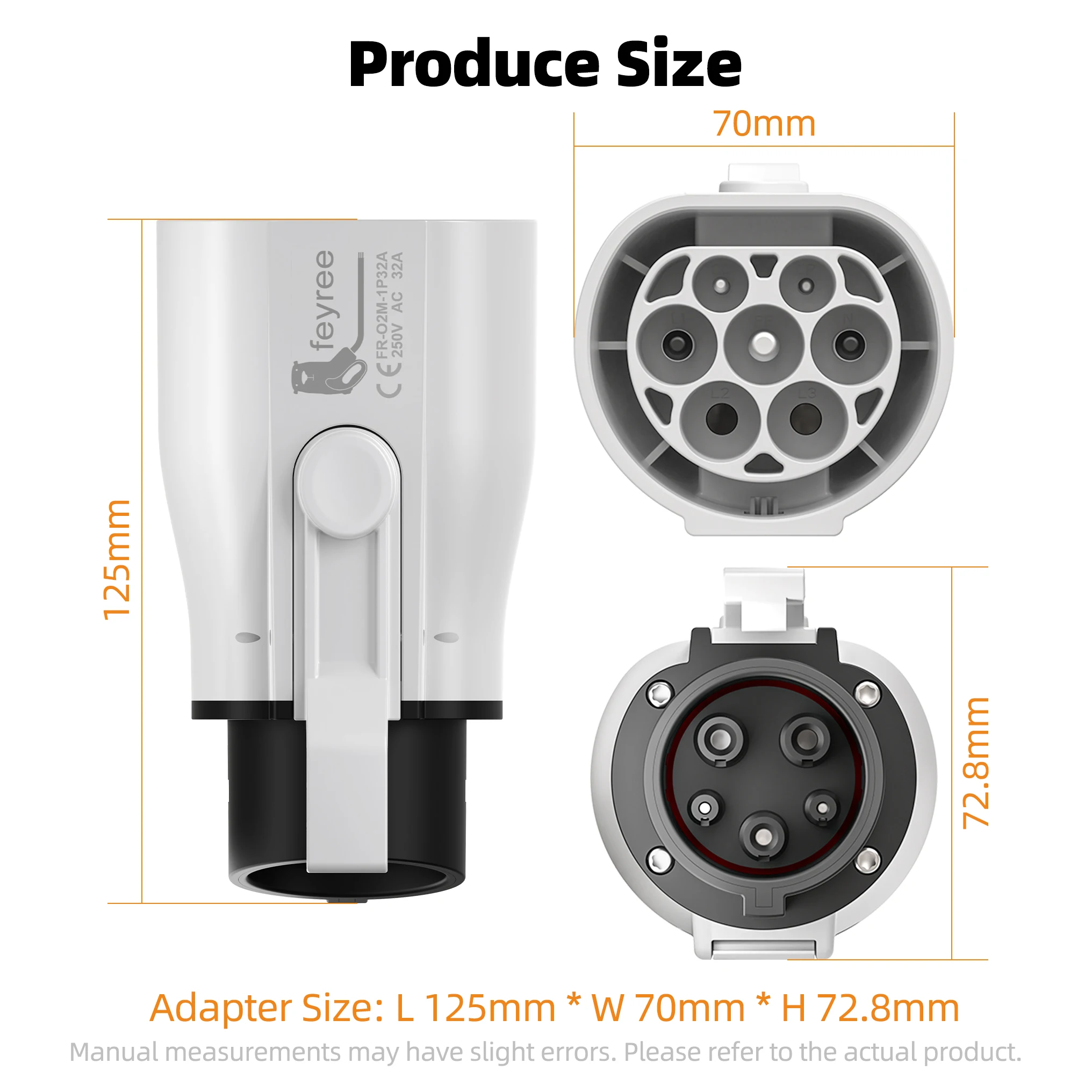 Адаптер feyree Type 2 на Type 1 IEC 62196-2 на J1772 Адаптер зарядного устройства EV для зарядки электромобиля 16A 32A Однофазный