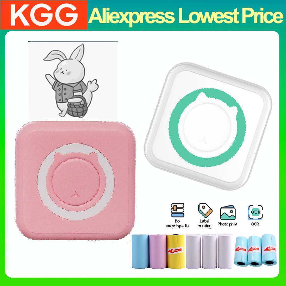 KGG nueva Mini Impresora térmica portátil inalámbrica Bluetooth 203dpi foto etiqueta notas pregunta incorrecta impresión Imprimante portátil