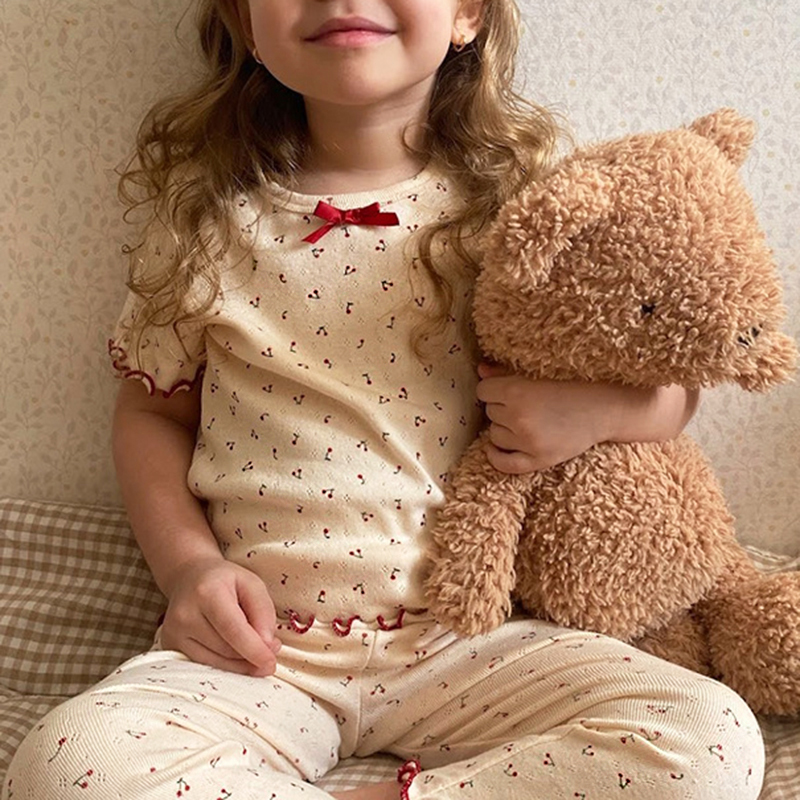 Conjunto de ropa para niño pequeño de 1 a 6T, camiseta de manga larga de algodón 100% de verano, traje de pantalón superior, ropa de casa elástica, conjunto de pijamas de 2 uds.