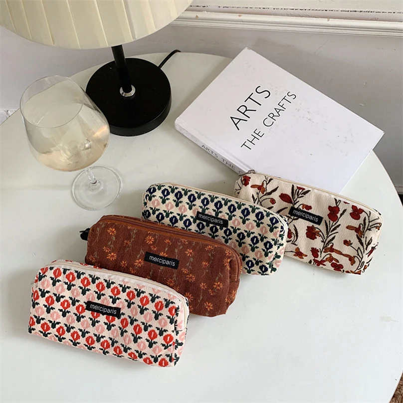 Bút Chì Trường Hợp Hàn Quốc Retro Pencilcase Trousse Scolaire Vải To Sợi Bút Trường Hợp Estuche Lapices Kalemlik Trường Cung Cấp Bút Chì Pouch