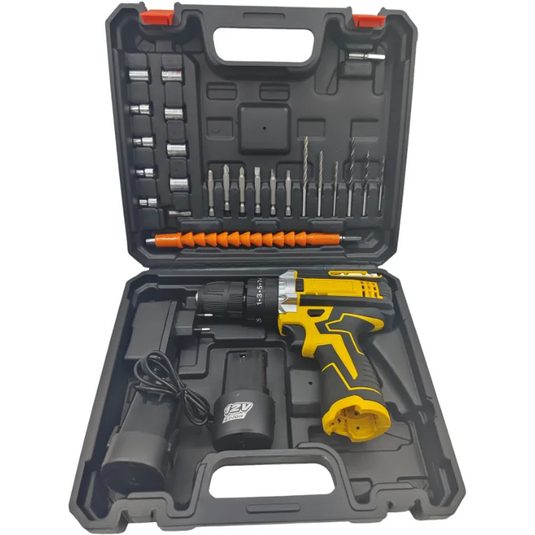 Foreign trade wholesale DW lithium battery drill two-speed impact three-function wireless charging hand drill power tool set