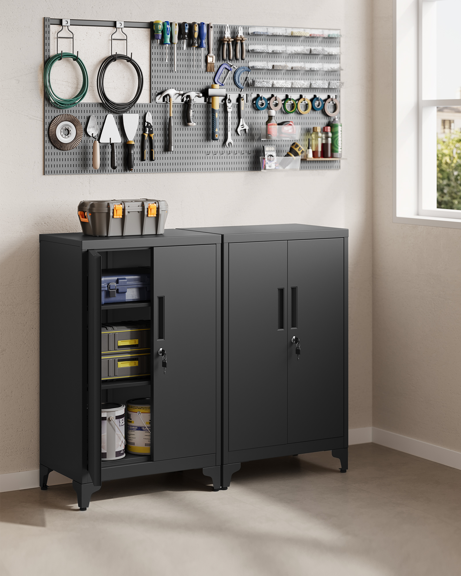 SONGMICS archiefkast archiefkast, multifunctionele kledingkast, kantoorgarderobe met 2-deurs