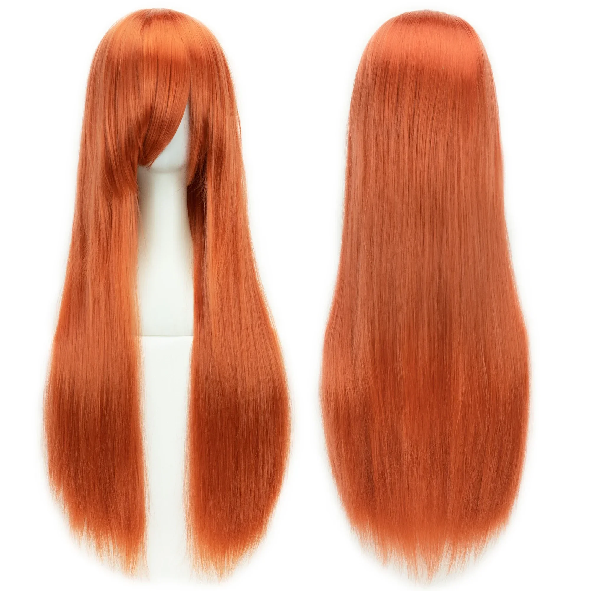 80 センチメートルロングストレートナチュラルヘアコスプレウィッグ前髪付きブラックハロウィン仮装パーティーウィッグ女の子のための