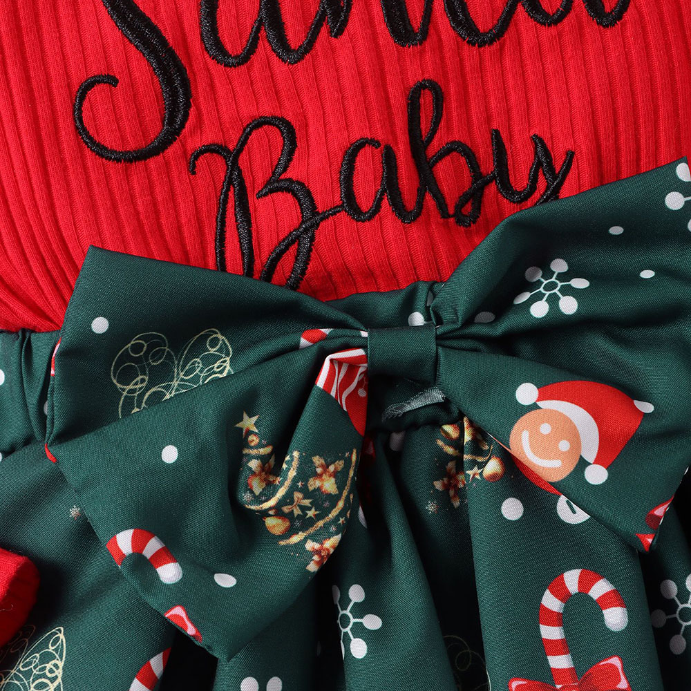 Neonate infantili Vestiti natalizi Body Cartoon Fiocco di neve Stampa Fiocco Torta Gonna Regalo di Capodanno Abito da bambino con copricapo