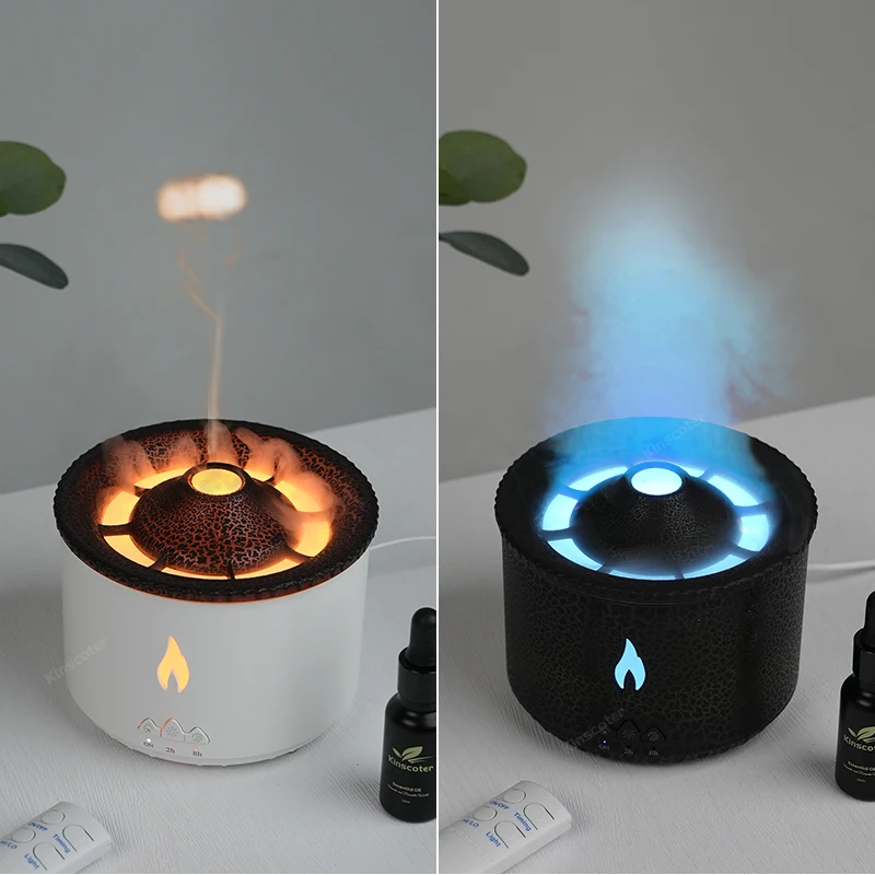 KINSCOTER Volcano Flame Aroma Diffuser แมงกะพรุนควันแหวน Air Humidifier 360ml น้ํามันหอมระเหยน้ํามันหอมระเหย Cool ของขวัญ