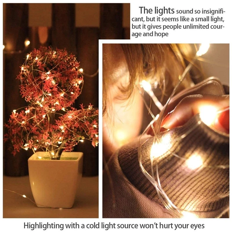 2M 5M 10M 100 Led Strings Copper Wire 3XAA Battery Operated Christmas Wedding Party Decoration LED String Fairy Lights