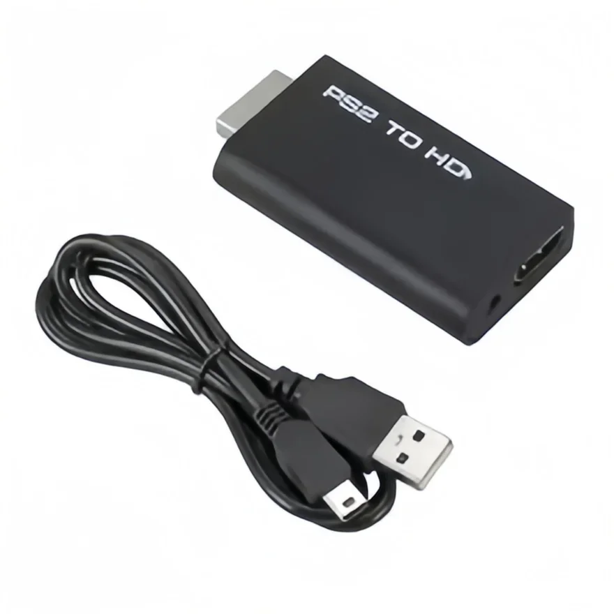PS2 to HDMI Converter - 1080P Full HD Adapter with 3.5mm Audio Output, Supports 480i/480p/576i & All PS2 Display Modes