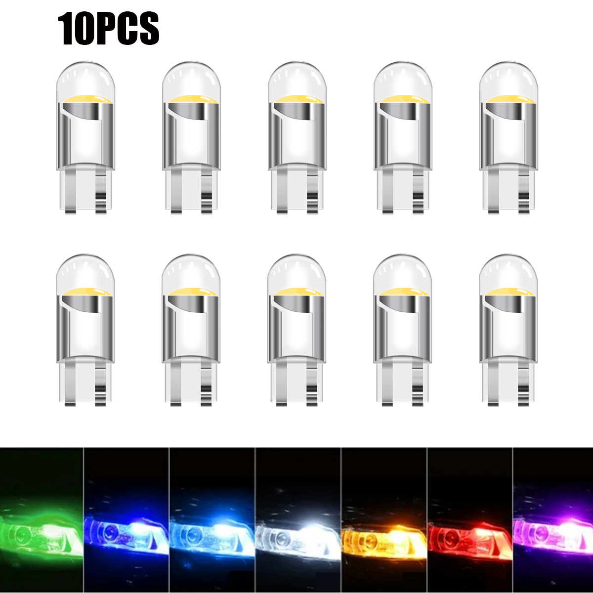 10 Uds coche LED T10 W5W Canbus vidrio COB cúpula bombilla de lectura W5W Led lámpara de posición lateral luces de señal de estacionamiento luz de matrícula