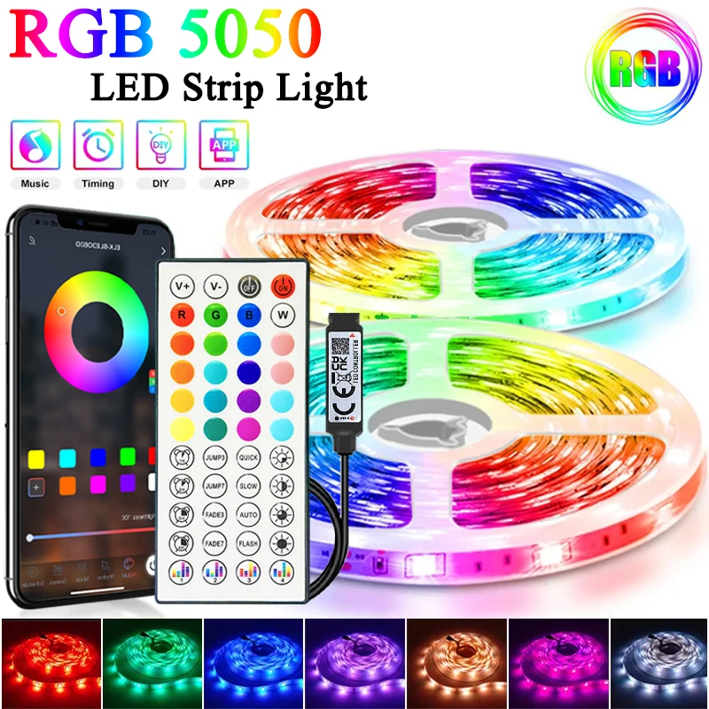 40M/131Ft Led Strip Lights APP 44Keys Music Sync Remote Control USB 5V RGB Flexible Tape Diode Lights for Party Home Luces Led