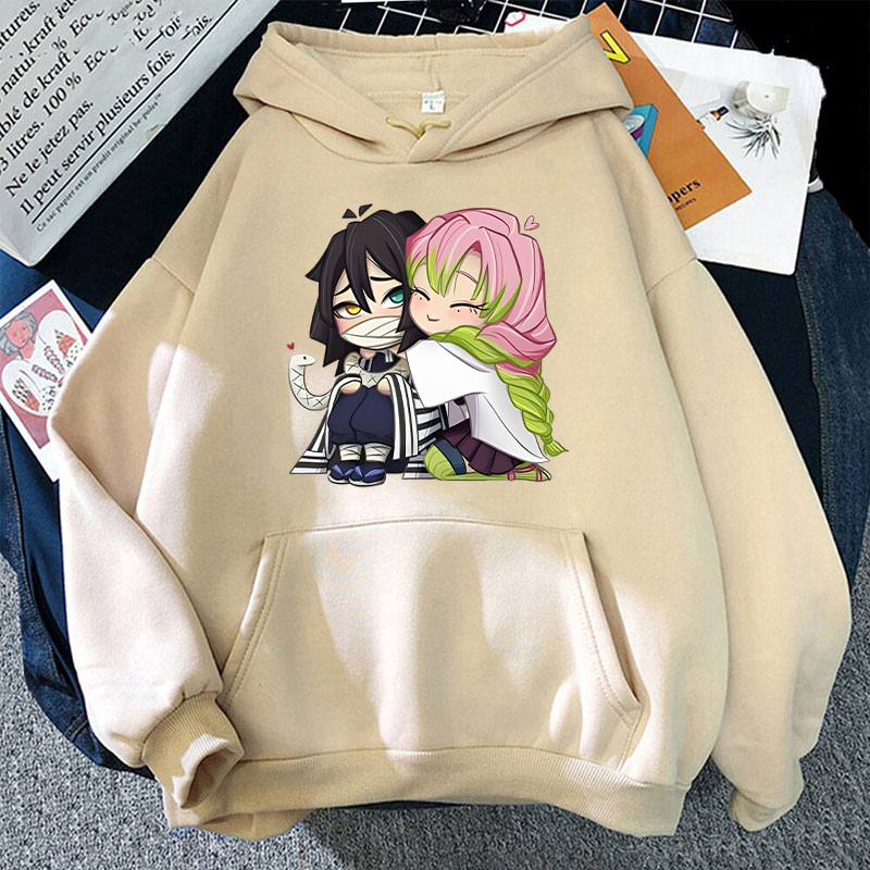 Gran oferta Otoño e Invierno moda de manga larga al aire libre Casual suéter suelto Anime Kanroji Mitsuri Iguro Obanai sudaderas con capucha estampadas