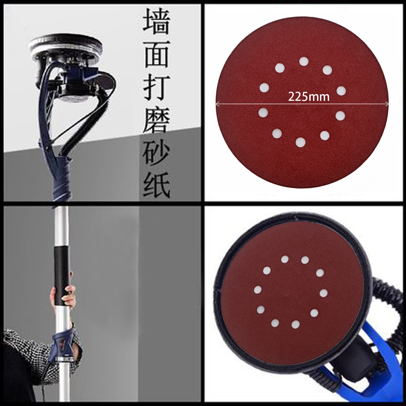 New 30pcs Sandpaper 225mm 10-hole Sanding Paper 100-320grit Electric Wall Polisher Sander Polishing Drywall Sander Hook and Loop