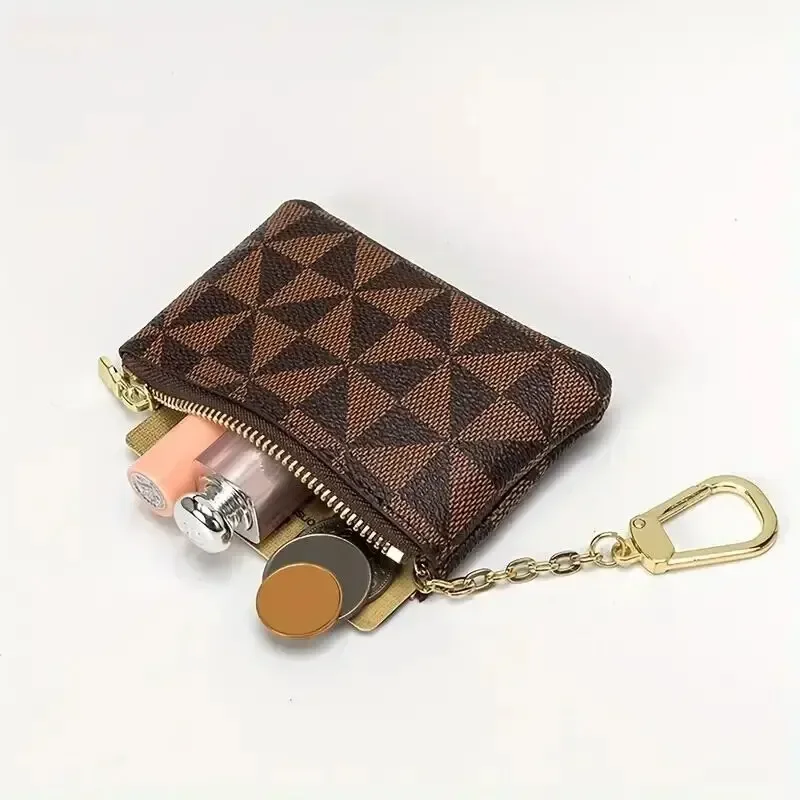 Mini Vintage Zipper Coin Purse Portable Clutch Bag Versatile Keychain Bag With Keyring Mini Short Zipper Bag