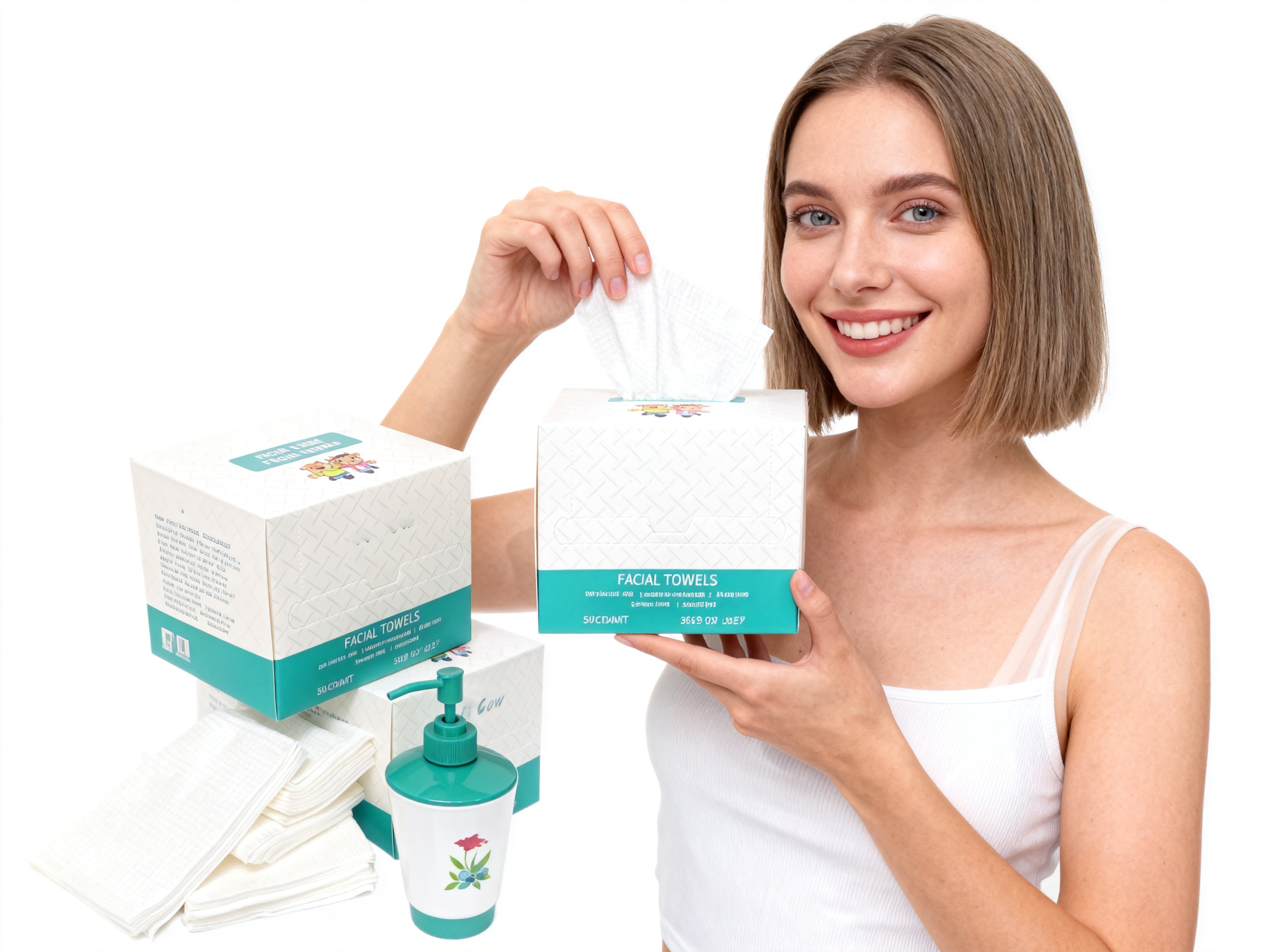 Одноразовое полотенце для умывания лица, плотный хлопок, мягкий, бумага, размер единицы 25x30 см (упаковка нового дизайна)