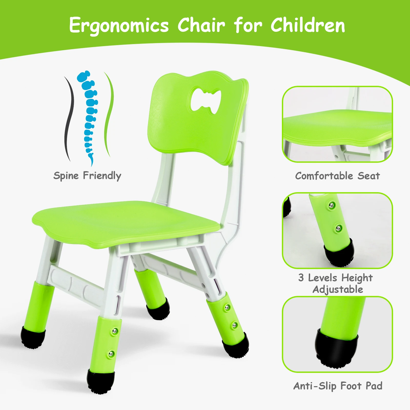 AOOU Kids Table and 6 Chairs Set, Height Adjustable Graffiti Table, Preschool Activity Art Craft Table, Daycare Classroom Home