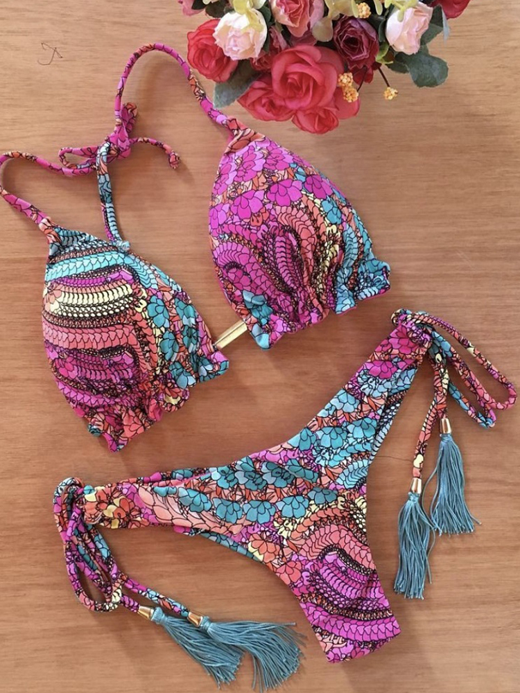 2022 sexy biquíni floral impressão banho string bikini conjunto push up maiô biquinis feminino biquini praia maiô feminino