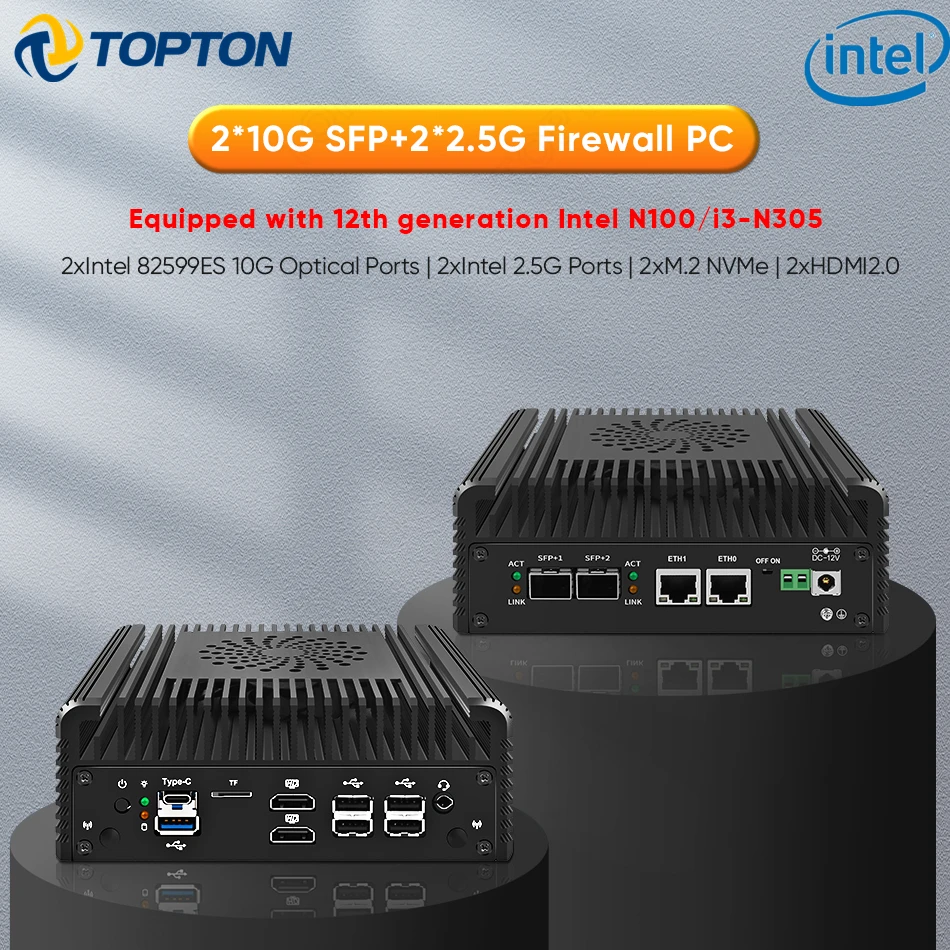 2x10G SFP+ 12. Intel i3 N305 N100 Firewall Router Mini PC 2xi226-V 2,5G 2xNVMe 2xHD DDR5 AES-NI ESXI MiniPC NAS Server Proxmox